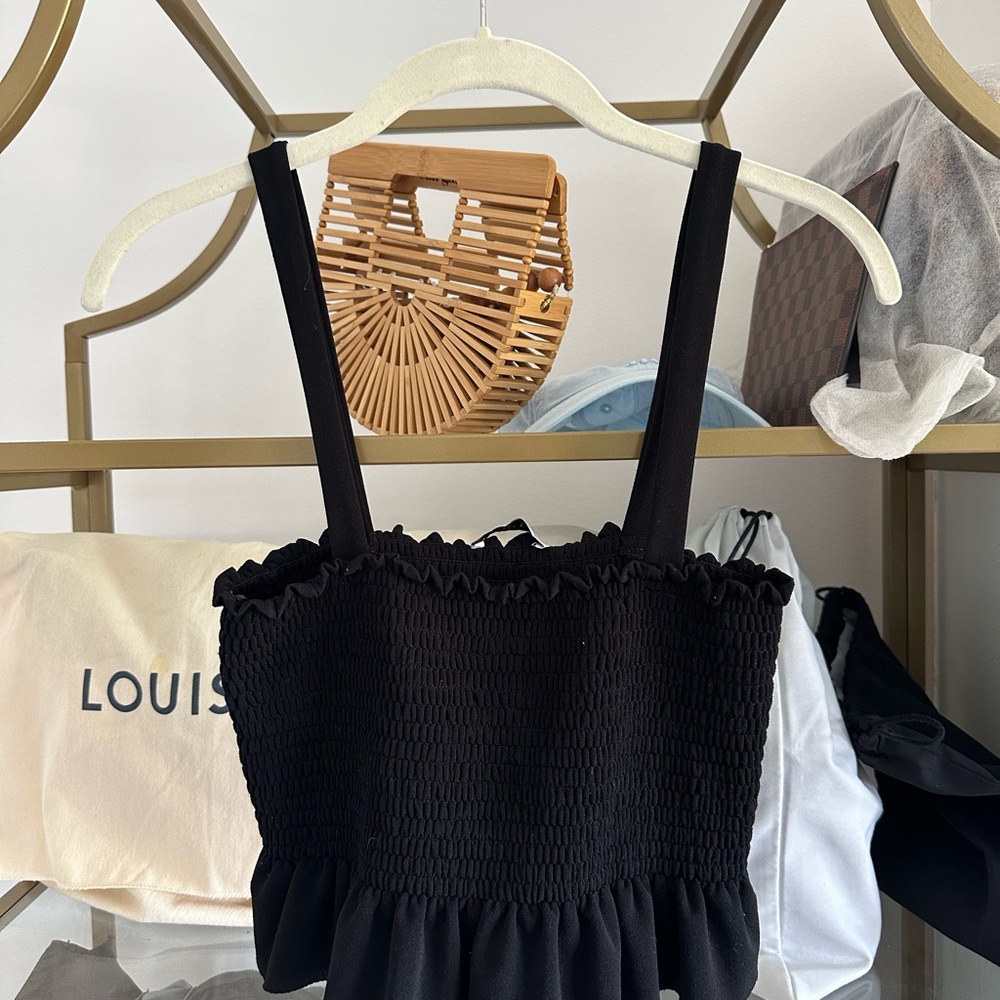 Zara Black Smocked Tank Top